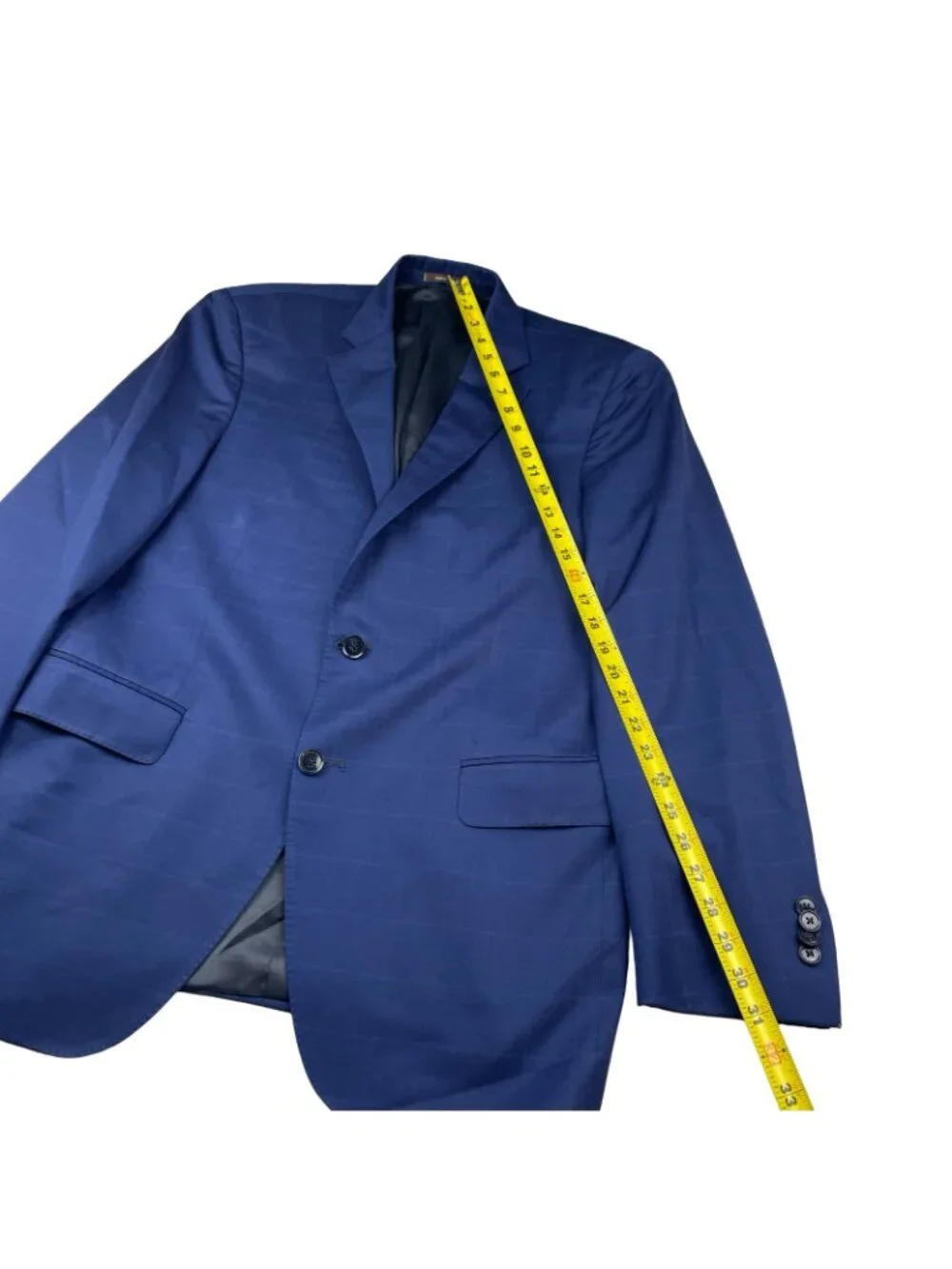 Peter Millar Men's 100% Wool 2-Button Blazer Jacket Blue Windowpane Plaid • 40R